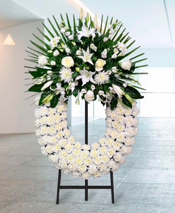 Corona de flores Blanca Clásica para tanatorio